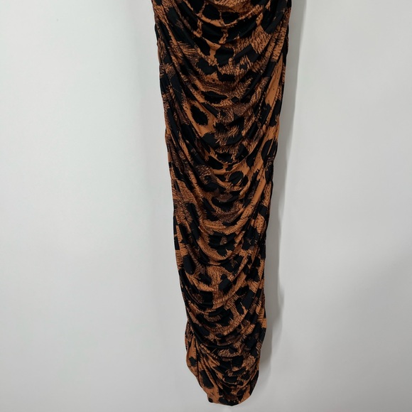Naked Wardrobe Leopard Print Ruched Midi Dress NWT - Picture 4 of 9